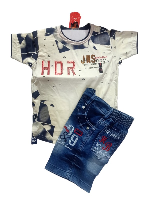Buy HRR Boyrsquo;s Cotton Blend Graphic Print T-Shirt With Denim Half Pant,  Clothing Set for Kids Online In India At Discounted Prices